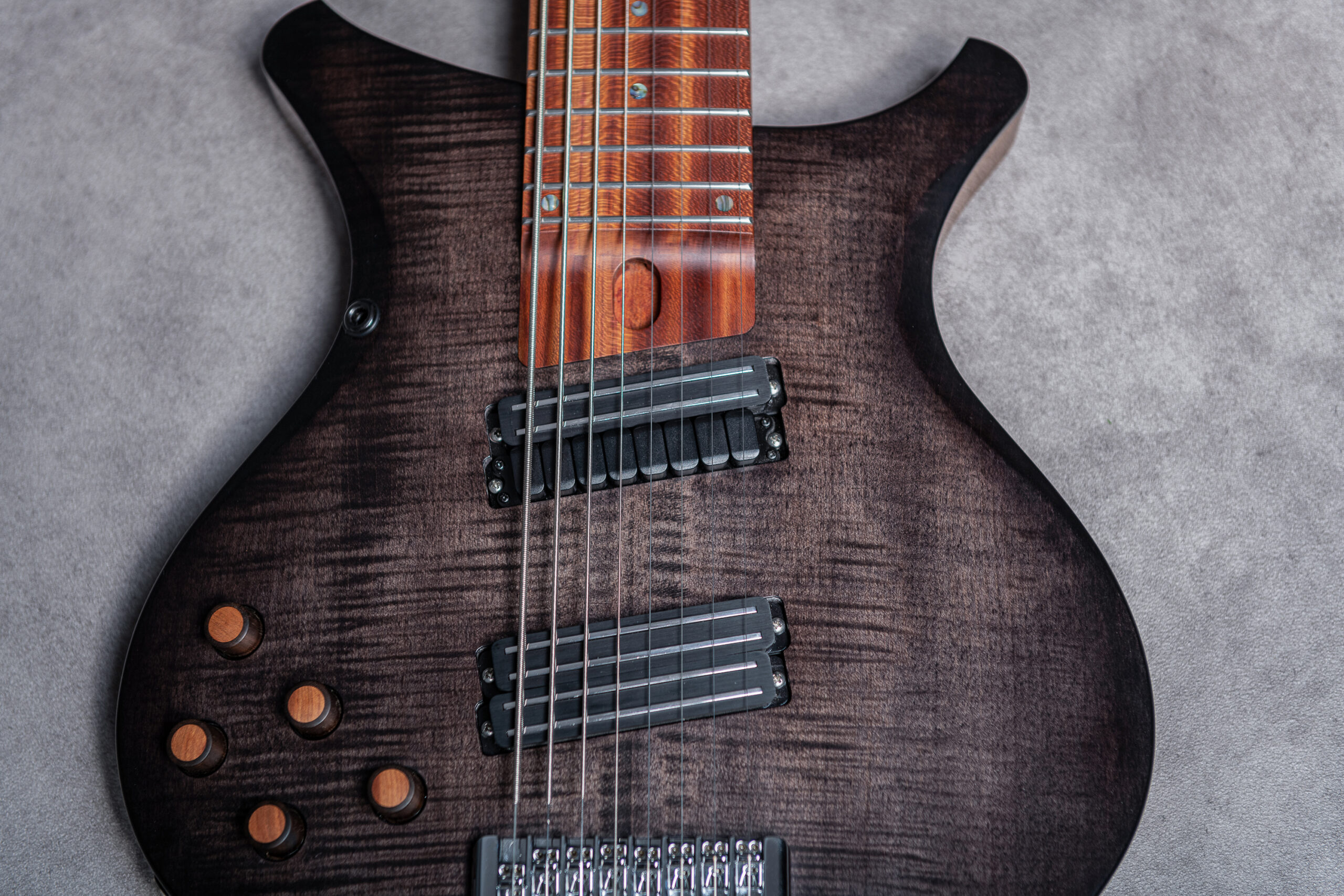 S8 – walnut, flamed maple, plumwood greyburst